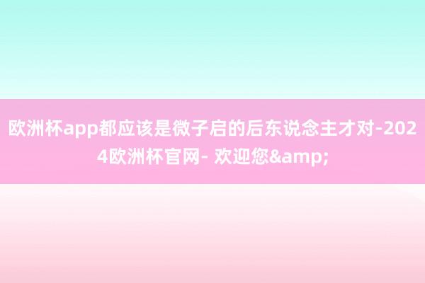 欧洲杯app都应该是微子启的后东说念主才对-2024欧洲杯官网- 欢迎您&