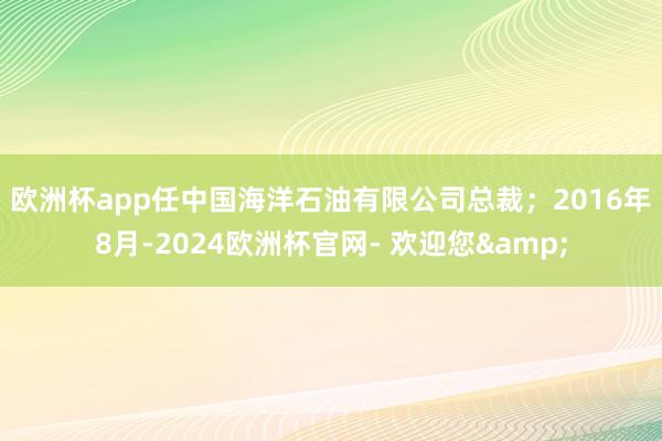 欧洲杯app任中国海洋石油有限公司总裁；　　2016年8月-2024欧洲杯官网- 欢迎您&