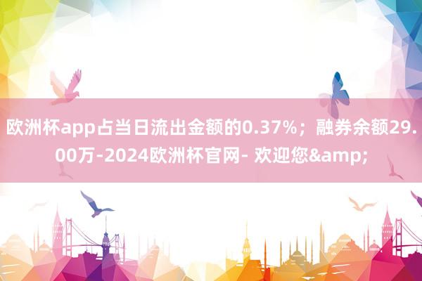 欧洲杯app占当日流出金额的0.37%；融券余额29.00万-2024欧洲杯官网- 欢迎您&