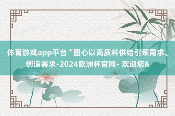 体育游戏app平台　　“留心以高质料供给引颈需求、创造需求-2024欧洲杯官网- 欢迎您&